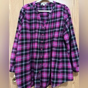 Woman Within pintucked flannel shirt 3X